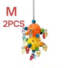 1pc Plastic Perforated Hanging Bird Cage Toy, Suitable For Small And Medium Birds, Fun Star-Shaped Ball Bird Destruction Stress Relief Chewing Toy, Suitable For Bird Cage Toy - A+B - View 6
