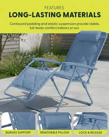 Gravity Chairs (2-Pack) Premium Heavy-Duty Outdoor Recliners With Luxe Two-Tone Design! Features Ultra-Padded Ergonomic Support, 5-Position Adjustable Backrest Independent Headrest, Built-In Cup Holder Phone Slot, And Smooth Rocking F - Blue - View 3