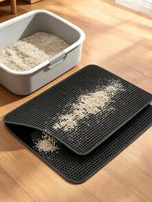 Double Layer Honeycomb EVA Cat Litter Mat, Waterproof Anti-Splash Anti-Leak Cat Litter Collection Mat, Cat Supplies, Comes With Pet Hair Roller - Multicolor - View 3