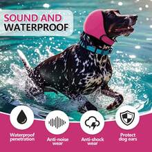 Adjustable Dog Ear Muffs Headwear, Reduces Thunderstorm, Fireworks, Travel Noise, Suitable For Medium To Large Pets - Hot Pink - View 2