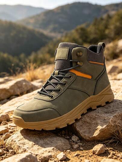 Men's Outdoor Hiking Shoes, Trekking, Climbing, Camping, Wear-Resistant, Non-Slip, Casual, Running, Training, Ankle Boots