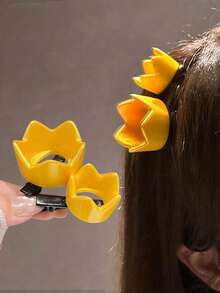 4/2pcs Mini Crown Hair Clips, Geometric Cute Small Crown Alligator Hair Clips, Prince Princess Birthday Accessories, Fun Side Bangs Clips, New Year Party Kawaii Hair Clips - Multicolor - View 2