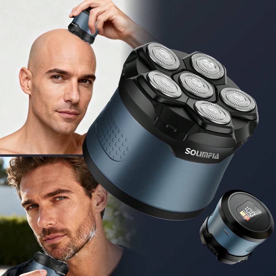 Men's Magnetic 6-Blade Electric Shaver, Home Hair Clipper, Beard And Head Hair Trimmer