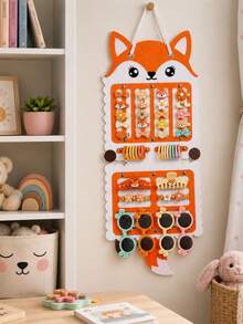 1pc Cat/Dog/Deer/Fox Animal Felt Hair Accessory Storage Bag, Cartoon Fun Hair Clip And Headband Organizer Bag, Home Decor Storage Bag, Suitable For Wardrobe, Bedroom, Vanity And Closet - Multicolor - View 8
