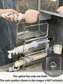 1pc Stackable Transparent Hair Tool Storage Rack, Curling Iron Holder, Hair Dryer Storage Box, Curling Wand Organizer, Item Storage Shelf, Straightening Brush Organizer, Flat Iron Holder, Stackable Design, Countertop Style, Suitable For Bathroom, Countertop, Vanity, Washbasin, Toilet, Entryway, Practical Storage Shelf - Multicolor - View 10