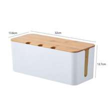 1pc Large Wood Grain Cable Management Box With Lid, Desktop Power Cord And Charger Storage Box, Built-In Cable Winder, Can Organize Power Strips, Data Cables And Messy Wires, Save Desk Space, Suitable For Living Room, Bedroom, Kitchen, Dining Room And Office - Multicolor - View 16