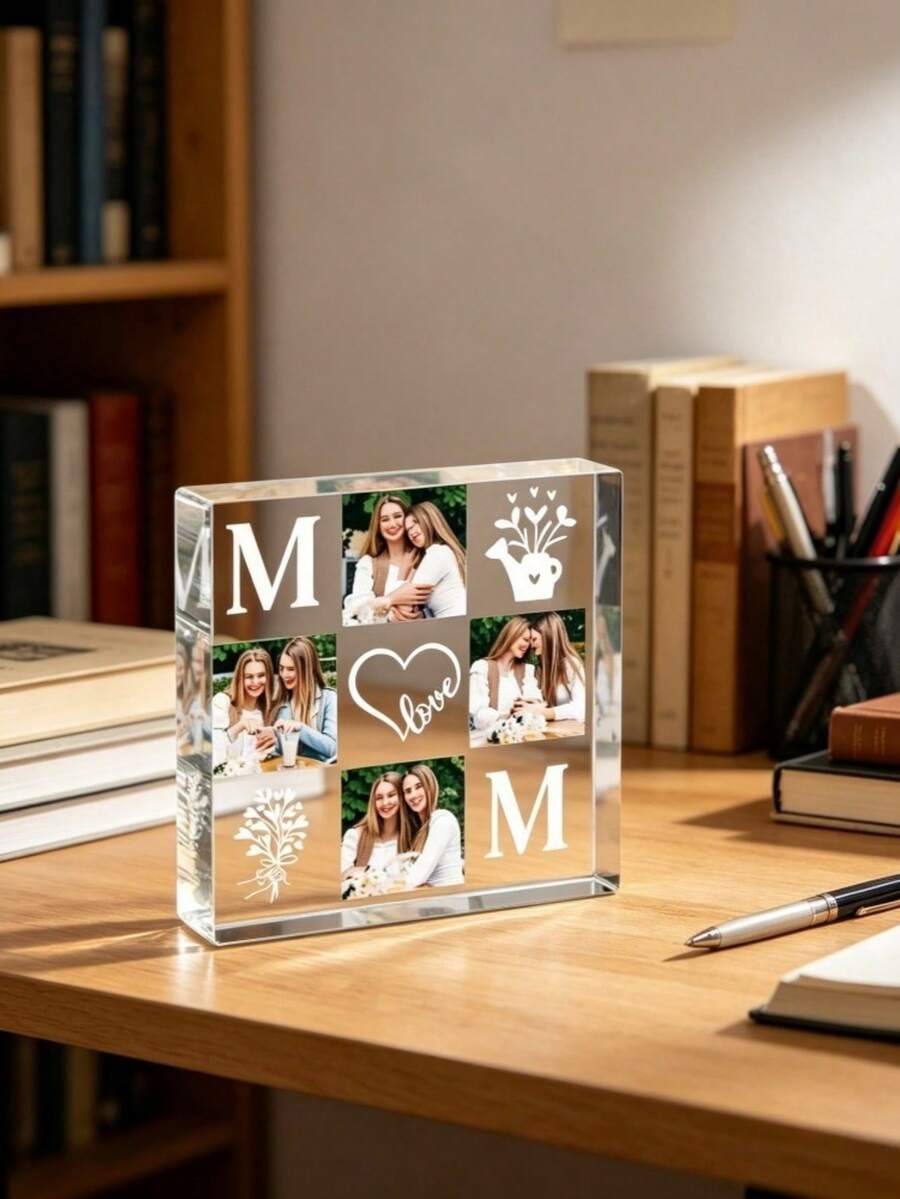 1pc Customized Acrylic Plaque, Personalized Photo Acrylic Block, Suitable For Mother's Day, Best Friends Or Family Memorial - Multicolor - View 1