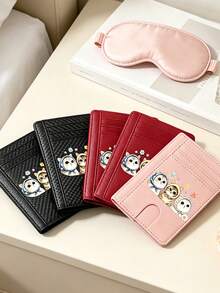 Slim Multi Slot Card Holder With Cute Cat Pattern,Mini Credit Card Wallet Portable Id Card Case For Women,Credit Card Holder Money Clip With Id Window - Multicolor - View 8
