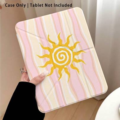 Striped And Sun Pattern Painted Effect Tablet Protective Case With Stand, Compatible With Honor 8/9/10/X8/X8A/X9/X8Pro/X9Pro/ MatePad Se 11 Inch/MatePad 11 Inch/11.5 Inch/MatePad Pro/Apple 10th/11th Gen 2025 (A16)/ Galaxy Tab A7/A9 And Other Popular Models