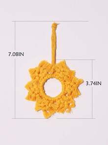 1pc Christmas Yellow Woven Snowflake Hanging Ornament Boho Circular Floral Star Design With Fringe Edges Festive Tree Pendant For Christmas Tree Mantel Window Wall Holiday Party Seasonal Home Decor - Style 3 - View 12