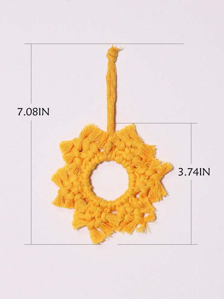 1件裝聖誕黃色編織雪花吊飾 波希米亞風圓形花卉星星設計 帶流蘇邊緣 節慶樹飾吊墜 適用於聖誕樹、壁爐架、窗戶、牆面、假日派對與季節性居家裝飾 - 款式3 - 查看 12