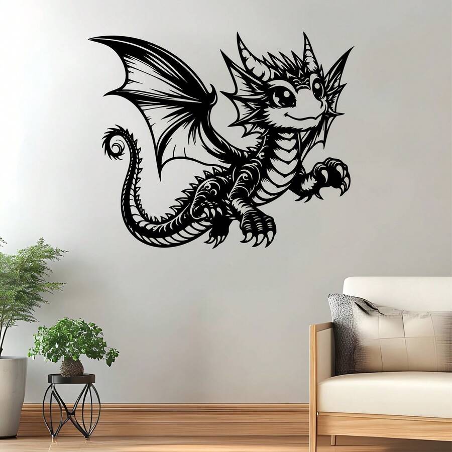 Dragon Theme Metal Wall Art, Cute Dragon Sculpture Wall Decor, Perfect Gift For Halloween And Holidays - Multicolor - View 1