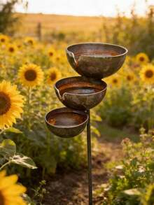 1 Set Vintage Iron Rain Collector Bird Feeder Bee Waterer Rustic Natural Finish Hummingbird Bird Insect Garden Water Feature Patio Birdbath Outdoor Spring Summer Decor Gift Bird Lovers Housewarming Must Haves - Multiple Styles - View 3