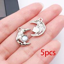 5/10/20pcs Silvery Plated Celestial Rhinestone Charms Sun Moon Star Heart Alloy Pendant For DIY Bracelet Necklace Earring Jewelry Making Findings - Multicolor - View 16
