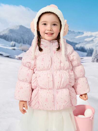 Balabala Manteau d'hiver en duvet pour bébé fille, doux et moelleux, vêtement d'extérieur élégant et confortable pour sortir, pour petit nourrisson