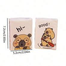 8/16/32/72/144pcs (8pcs/Pack) Capybara Cartoon Pattern Tissues, Portable Small Pack Tissues, Student Handkerchief Tissues, Suitable For Work, Business Trip, Travel And Outdoor [Random Style] - Multi-color - View 5