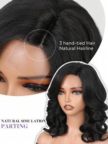 16 Inch Short Curly Wig For Side Part Short Curly Bob Wig Heat-Resistant Synthetic Fiber Texture Shoulder Length Voluminous Natural Look For Daily Party Wear - Multicolor - View 3