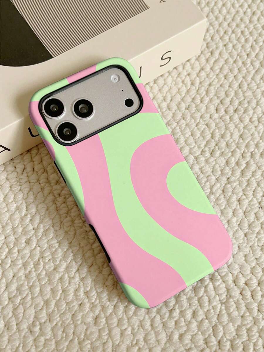 1 buah Casing Ponsel Pola Gelombang Asimetris Hijau & Merah Muda, Bagian Dalam Lembut & Bagian Luar Keras 2-in-1 Tekstur Film Matte, Kompatibel Dengan iPhone 11/12/12 Pro/12 Pro Max/13/13 Pro/13 Pro Max/14/14 Pro/14 Pro Max/14 Plus/15/15 Pro/15 Pro Max/15 Plus/16/16 Pro/16 Pro Max/16 Plus/17/17 Pro/17 Pro Max/Air/18 Pro/18 Pro Max - MultiWarna - View 1