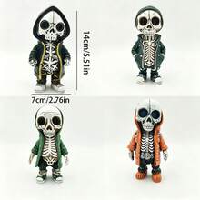 1pc Halloween Skeleton Sweatshirt Resin Figurine, Holiday Party, Office Desk Decor, Yard Decoration Holiday Gift - Multicolor - View 3