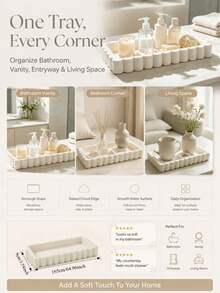 1pc Ribbed Edge Jewelry Tray, Multi-Functional Countertop Storage & Display Tray, Suitable For Bathroom Vanity, Living Room Tabletop And Bedroom Dressing Table, Durable And Stylish, Perfect Gift - Multicolor - View 6