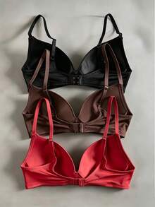 3pcs/Set Women's Wireless Bra, Simple & Comfortable, Soft & Breathable Fabric, Suitable For Daily & Special Occasions - Multicolor - View 3