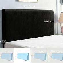 Headboard Cover, Extra Large Headboard Cover, Velvet Full Stretch Headboard Protector, Suitable For Extra Large/Double Bed, White Headboard Cover - Black - View 1
