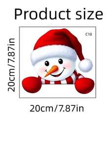 New Funny Christmas Snowman Peeking Wall Sticker, Double-Sided Printing, Holiday Atmosphere Door And Refrigerator Decoration Car Decor Sticker, Self-Adhesive Removable - A - View 3