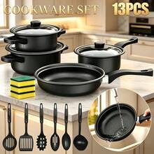 Lislark 13pcs Camping Cooking Set, Essential Items For Camping Cooking, Including Kitchen Tools, Suitable For Outdoor Activities Such As RV Camping, Picnics And Barbecues. - Black - View 1