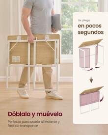 VASAGLE Folding Table, Folding Desk, Rounded Edges, 80 X 40 Cm - A - View 4