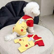 Cute Pet Dog Jumpsuit, 2 In 1 Four-Legged Dog Clothes, Soft Spring/Autumn Outfit, Fashion Casual Suspenders, Suitable For Teddy, Bichon Frise, Small Dogs, Pet Daily Wear And Outings - Multicolor - View 6