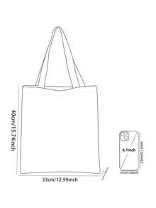 1pc One‑Eyed Skeleton Print Shoulder Tote,Large Capacity For Books,Groceries&Daily Beach Travel School Use.For Students&Women,Great Daily Bag Or Gift - Multicolor - View 7