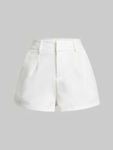 SMILE CHIC 2026 Summer New Ultra Low Waist Elegant Fashion Solid Color Shorts (Belt Not Included) White, Y2K Aesthetic - White - View 7