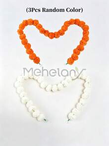 MEHELANY 6/3/1pc Orange & White Artificial Marigold Wreath, Plastic Faux Flower Autumn Hanging Decor, Suitable For Day Of The Dead, Diwali Party Decoration, Graduation Ceremony, Photo Backdrop, Wall Decor, Outdoor Garden, Patio Decoration - Orange White - View 9