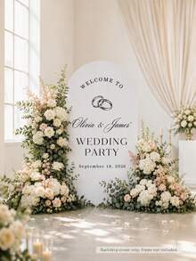 Customized Wedding Arch Fabric Decor Cover, Personalized Photo/Name/Date/Text, Polyester Double-Sided Elastic Backdrop, Party Decoration, Wedding Welcome Sign, Bridal Shower Gift, No Power Required, Suitable For Wedding, Birthday, Party - Multicolor - View 9