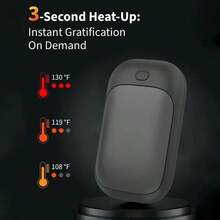 Portable Material Dual Hand Warmer, Magnetic Detachable Design, 2-In-1 Double Warmth, 3 Adjustable Levels, Minimalist Style, Sold Individually Or In Pairs, Winter Warmth, Black/Pink/White, 3 Colors Available, Battery Capacity: 2000mAh - Multicolor - View 9