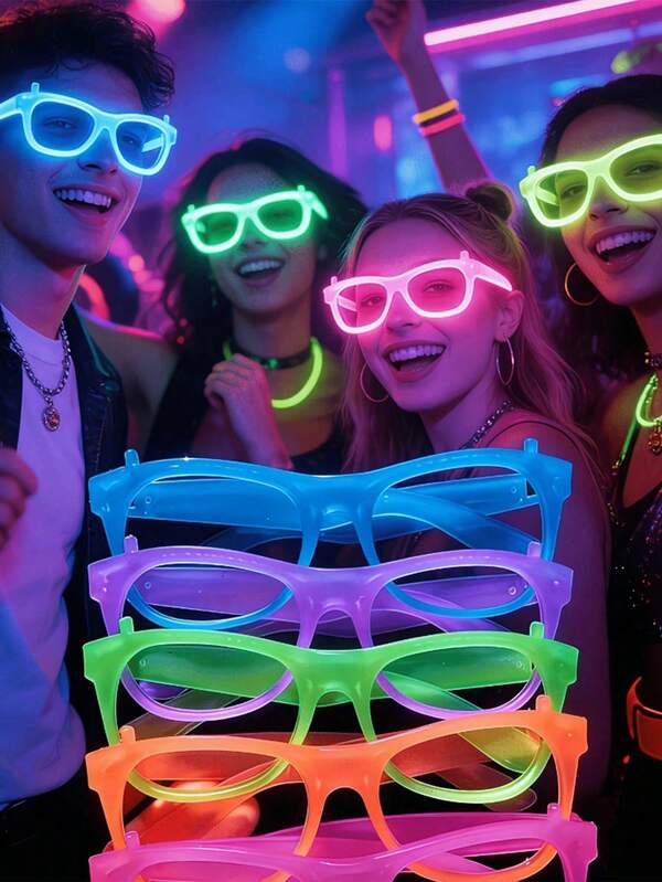 12 stuks fluorescerende lichtgevende brillen, lichtgevende feestbrillen, lichtgevende vakantiebrillen, neon lichtgevende feestbrillen, fluorescerende lichtgevende feestbenodigdheden, fluorescerende lichtgevende feestbrillen fotorekwisieten, neon feestcadeaus, geschikt voor concerten, afstudeerceremonies en schoolactiviteiten