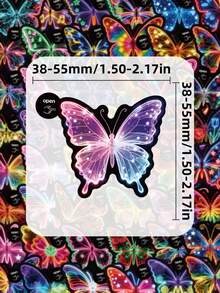 50Pcs Neon Butterfly Stickers For Kids, Colorful Butterfly Decals, Children Art Craft Supplies For Halloween Decor, Scrapbooking, Journaling, Planner DIY & Classroom Activities - Multicolor - View 5