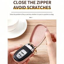 Black Letters A-Z Car Key Protection Cover PU Key Bag Mini Car Key Bag Key Ring Wallet Zipper Charter Keychain Male And Female Universal Key Ring Gift - Multicolor - View 3