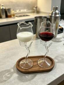 Rose Shaped Highball Glass, & Champagne Glass With Atmosphere Decoration - Clear - View 2