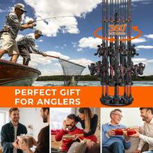 Rotating Fishing Rod Holder, Floor Rack Holds Up To 16 Rods, Fishing Pole Storage Organizer For Garage, Basement, Or Shed, Easy To Install - Black - View 9