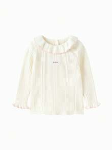 Balabala Baby Girls Knit Sweater Soft‑Touch Winter Knitted Base Layer Versatile Pullover For Little Young Girl - Milky White - View 4