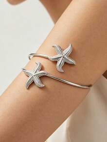 Juego de 6 piezas de brazaletes cuadrados geométricos personalizados, pulseras versátiles ajustables con diseño de estrella de mar, para fiestas, vacaciones y uso diario - 6PC-2 - Ver 2