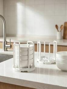 1pc Expandable Vertical Dish Rack - Adjustable Kitchen Cabinet Storage Shelf, Space-Saving Stackable Dish Organizer - Fits 4.5 To 7.5 Inch Plates - ABS Plastic Material, Kitchen Sink Dish Drainer, Multi-Functional Dish Storage Rack, Back To School, Party And Holiday Essential, Summer Must-Have, Christmas Decoration - Multicolor - View 6