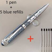 6pcs Premium Neutral Metal Retractable Ballpoint Pens, 3-Color Textured Office Writing Pens, Signature Pens, Perfect For Gifts And Business (1 Pen + 5 Refills) - Sets - View 9