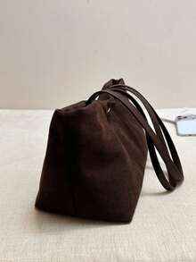 Nicekee Casual Simple Solid Color Large Capacity Handbag, Versatile, Personalized And Fashionable Shoulder Bag, Suitable For Commuting Shopping Travel - Coffee Brown - View 11
