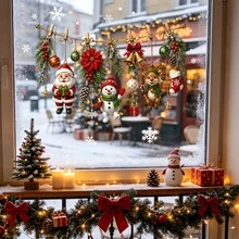 1pc Santa Claus, Snowman, And Reindeer Patterned Window Stickers, Double-Sided Visible PVC Electrostatic Adsorption Glass Stickers, Suitable For Restaurants, Shops, Living Rooms, Kitchens, And Home Decoration. - Multicolor - View 7