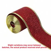 Classic Christmas Sequin Metallic Ribbon, 1.5 Inch Wide Durable Multi-Purpose Holiday Craft Ribbon, Christmas Holiday Decoration, Christmas Tree Decoration, Gift Wrapping And Christmas Bow Wreath Making, Handmade DIY Sewing Supplies (15 Yards) - Multicolor - View 9