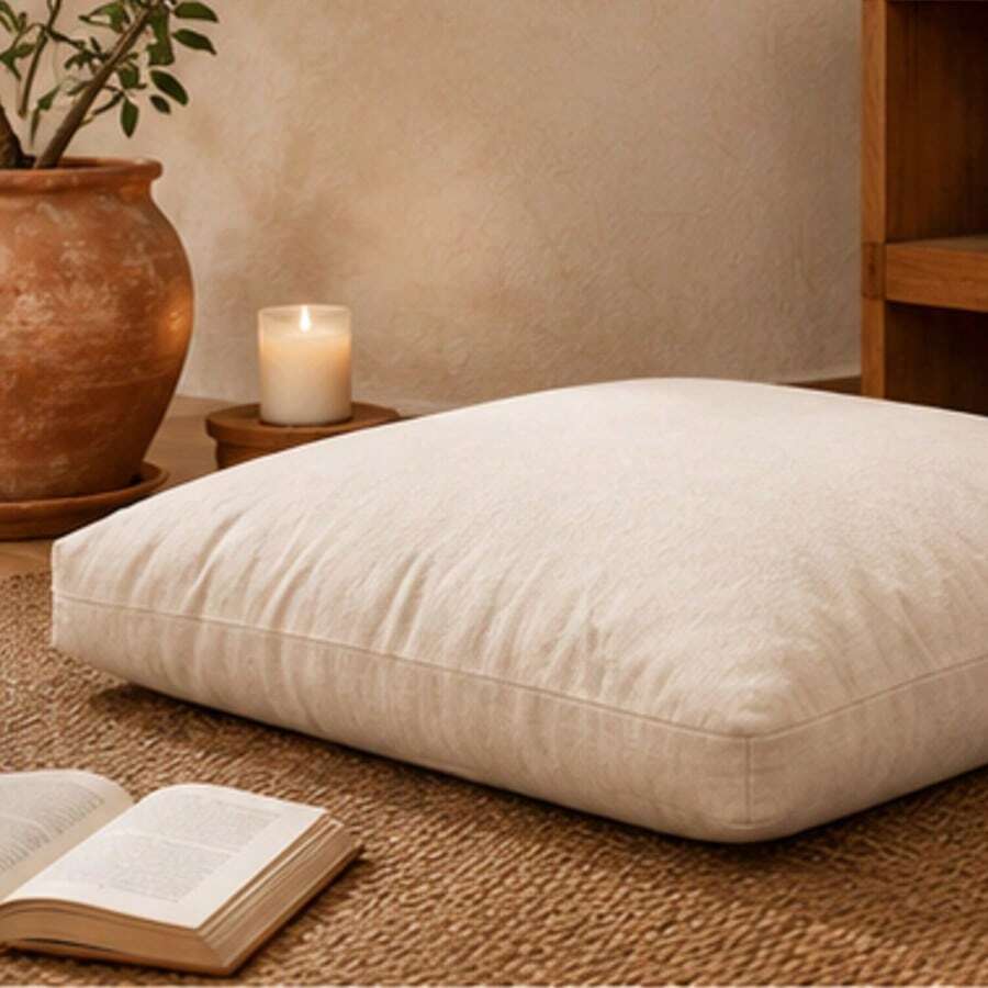 Premium Floor Cushion 50x50 Cm – Soft Fiber-Filled Decorative Seating Cushion - Apricot - View 1