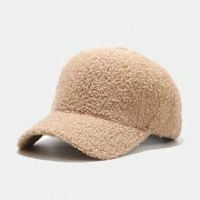 1pc Other Adorable Polyester Fleece Warm Decorative Beanie Hat For Men, Winter Fluffy Warm Baseball Cap, Thickened Baseball Cap, Versatile Solid Color Cold Hat, Autumn/Winter - Baseball Cap - View 13