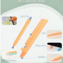 Colorful 5-In-1 Multifunctional Ballpoint Pen Set, Includes Ruler/Trackball Pen/Ballpoint Pen/Highlighter/Phone Stand, Suitable For Students' Daily And Office Use, Exquisite Multifunctional Stationery Gift Set - A - View 1